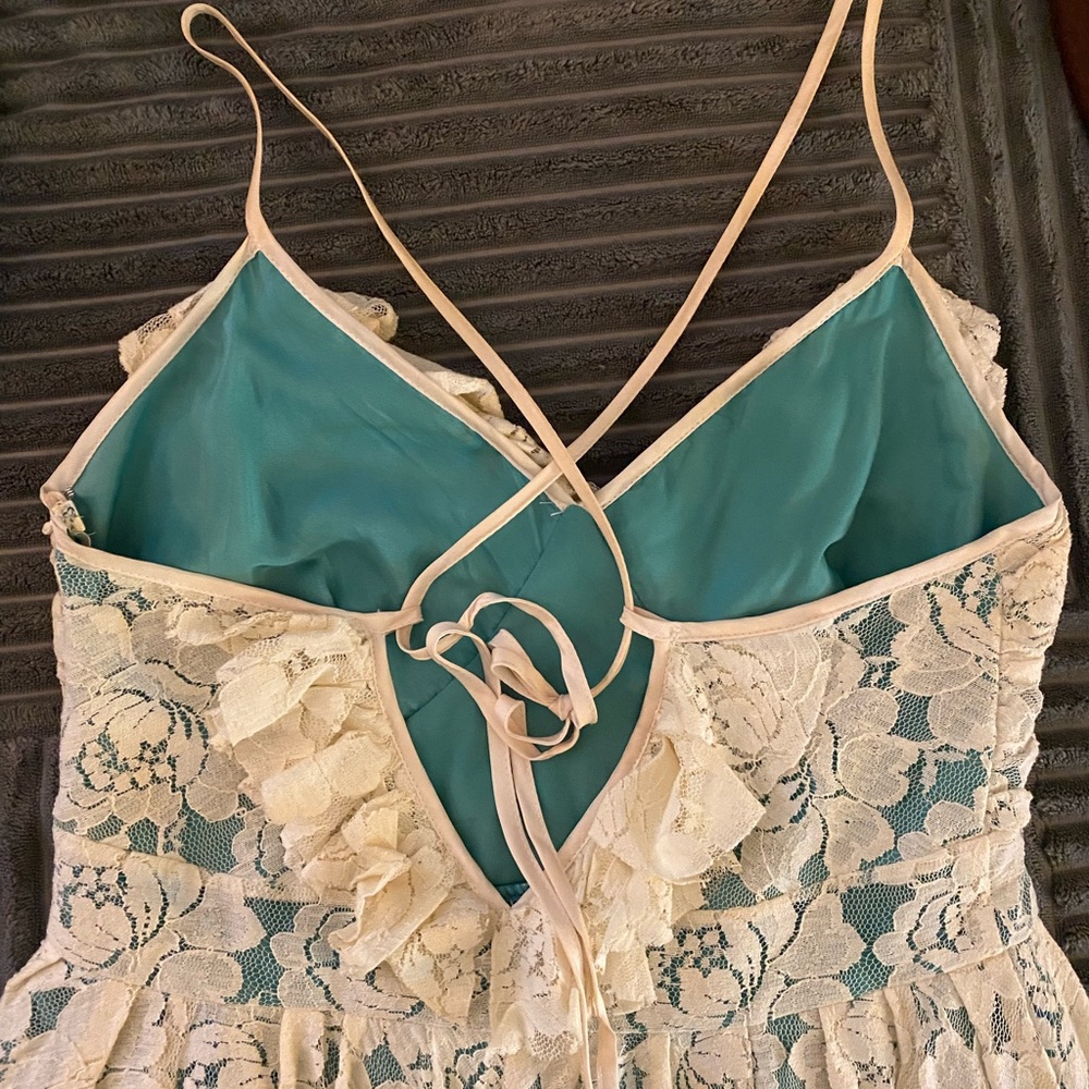 Chelsea & Violet Cream Ruched Ruffled Sundress - Picture 3 of 4